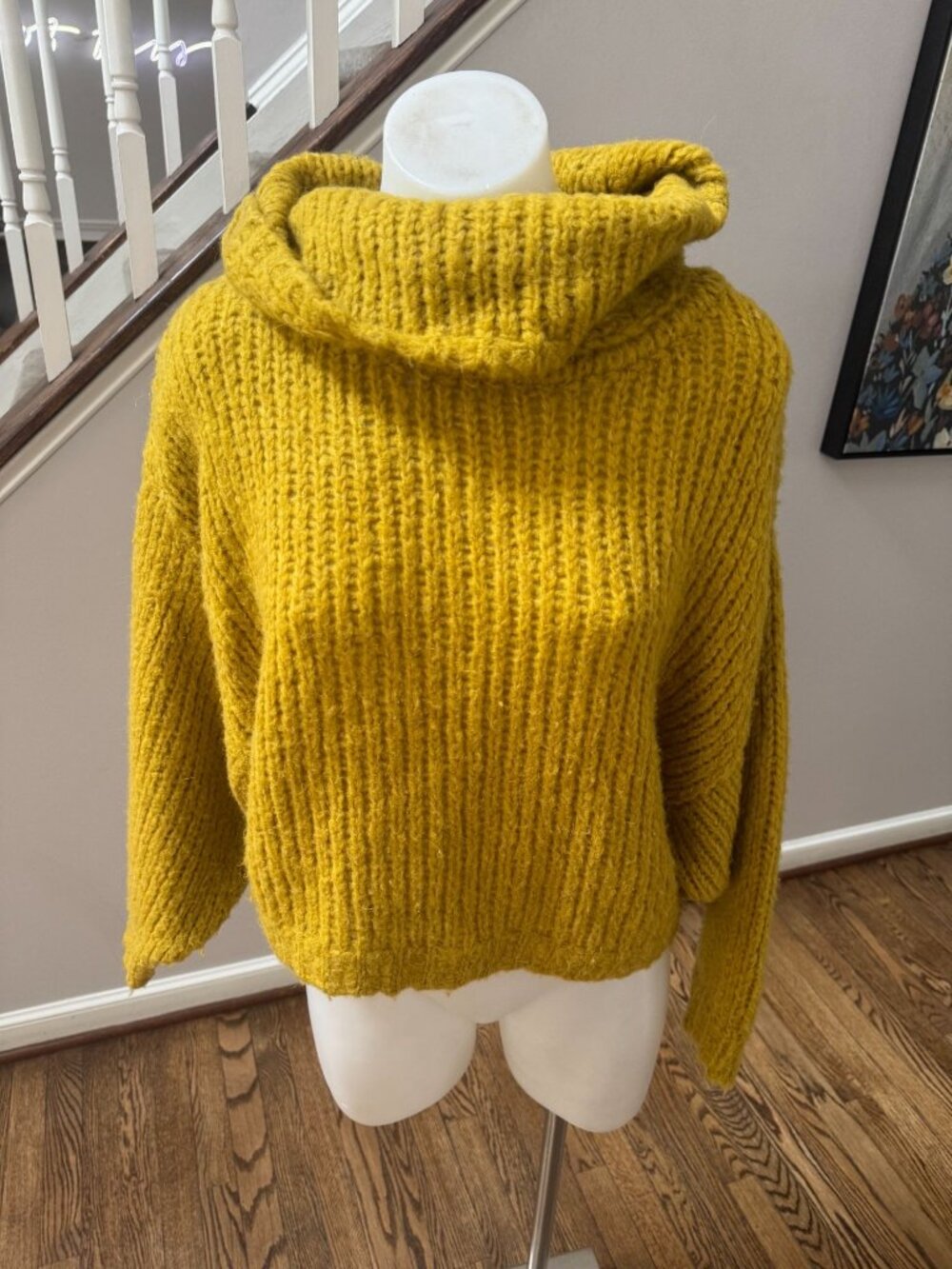 Anthropologie Pilcro Zamora Cowl Neck Sweater Alpaca Wool Yellow XS - Picture 2 of 4